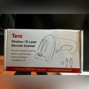 Tera Wireless 1D Laser Barcode Scanner - White/Red